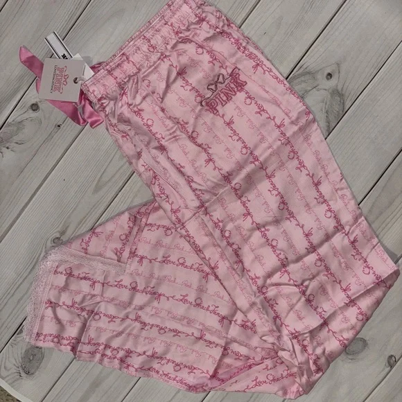 Large set LoveShackFancy x PINK silky pajama pants PJ - Picture 3 of 7